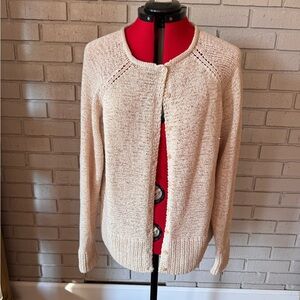 Coldwater Creek size L Women's Cream Cardigan Sweater excellent condition